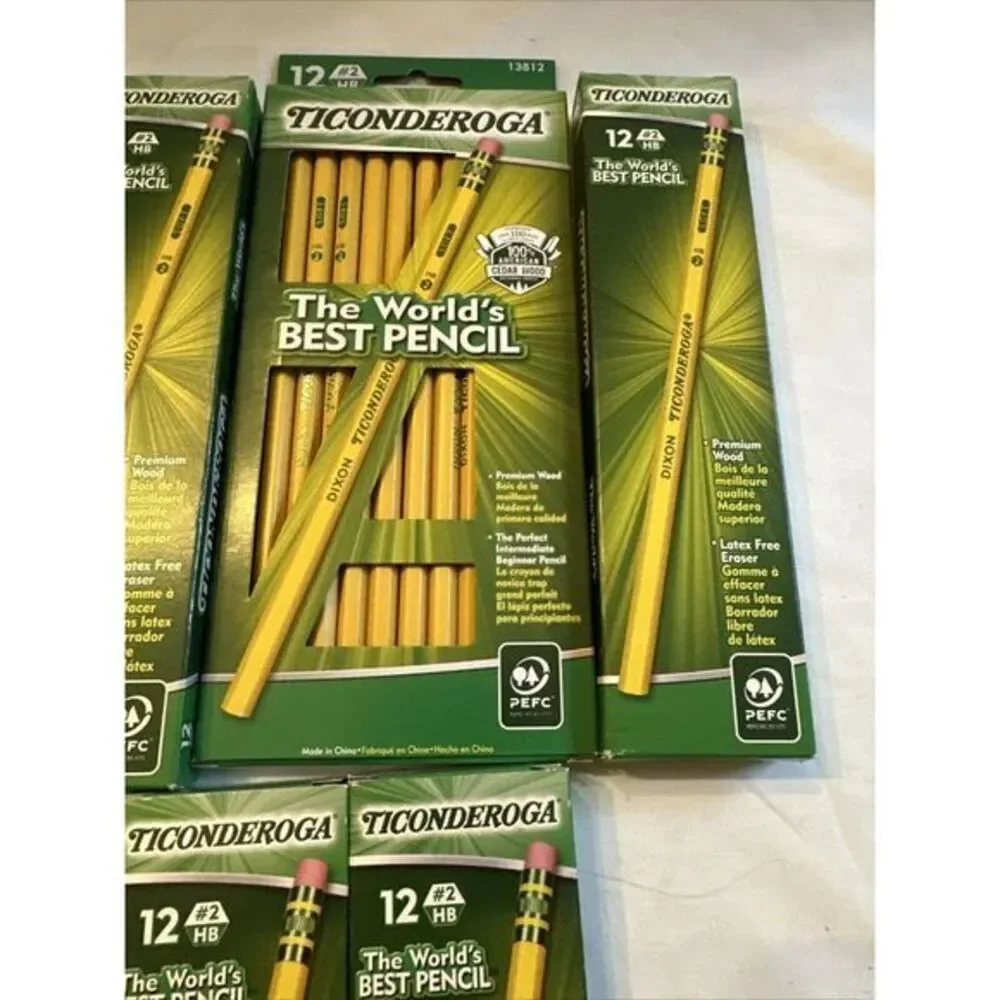 Dixon Ticonderoga Woodcase Pencils‎   Soft Yellow Barrel Barrel 12/Box Lot Of 5
